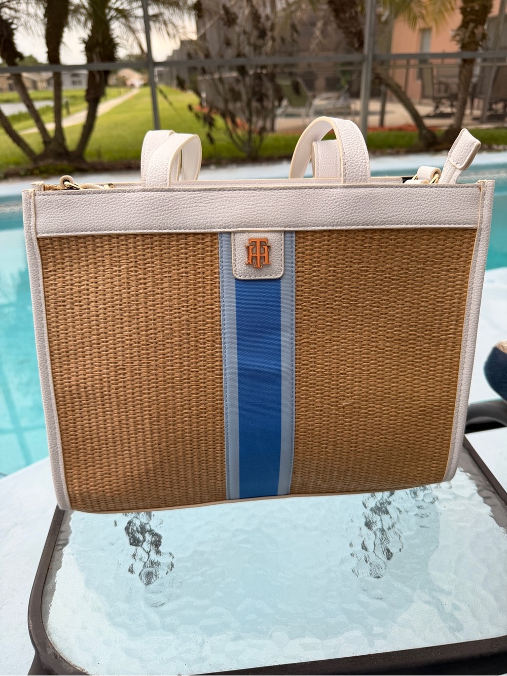 Tommy Hilfiger Tan Woven Tote